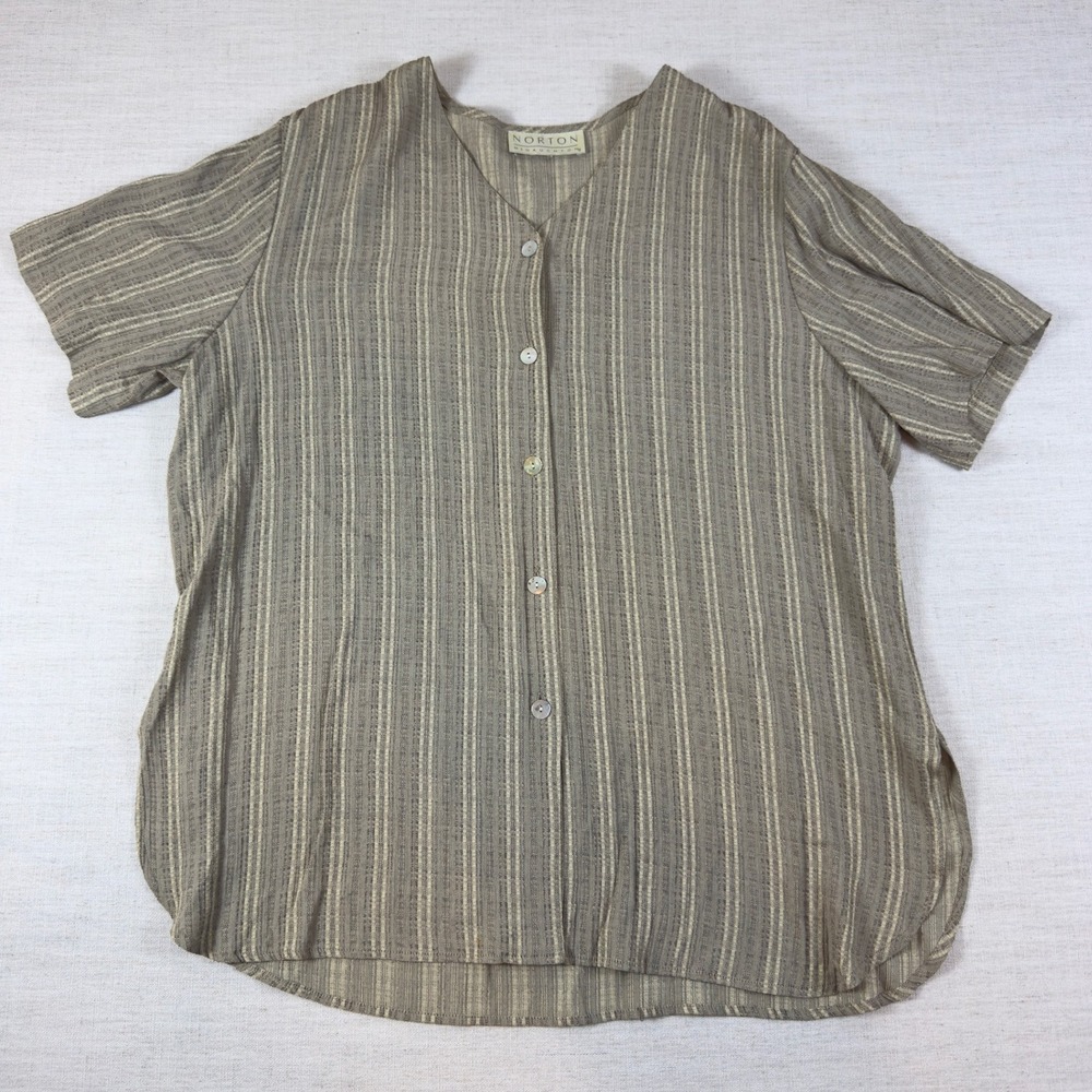 Norton McNaughton Petites 2 Piece Set Taupe Striped Top and Pants PM